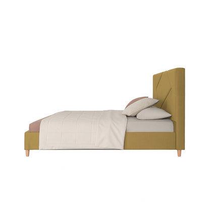 Base Cama Con Espaldar Queen Hampton Mostaza