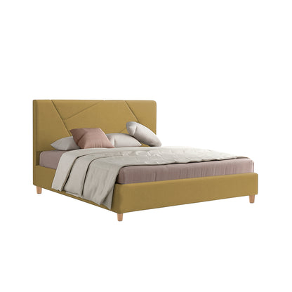 Base Cama Con Espaldar Queen Hampton Mostaza