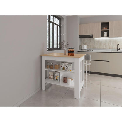 Barra De Cocina Serima Rovere Y Blanco