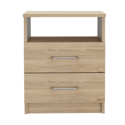 Mesa De Noche Shelf Rovere Y Blanco