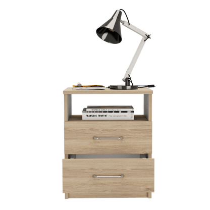 Mesa De Noche Shelf Rovere Y Blanco