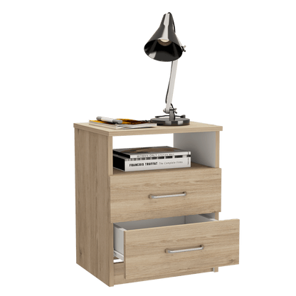 Mesa De Noche Shelf Rovere Y Blanco