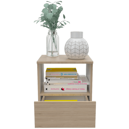 Mesa De Noche Ovelar Rovere + Blanco