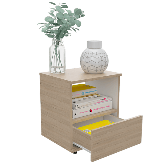 Mesa De Noche Ovelar Rovere + Blanco