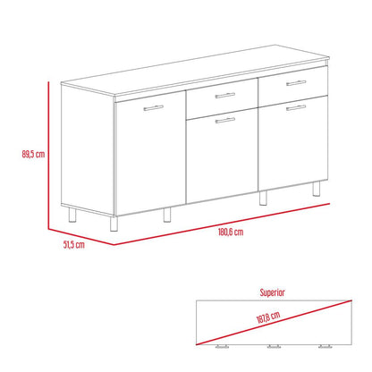 Modulo Inferior Cocina Vionel  Rovere Niebla 180 Cm