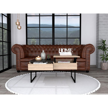 Mesa De Centro Funcional Base Flotante Rovere Wengue