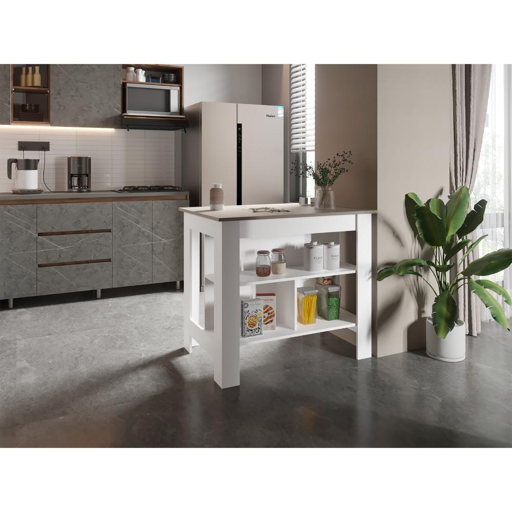 Barra De Cocina Serima Rovere Y Blanco