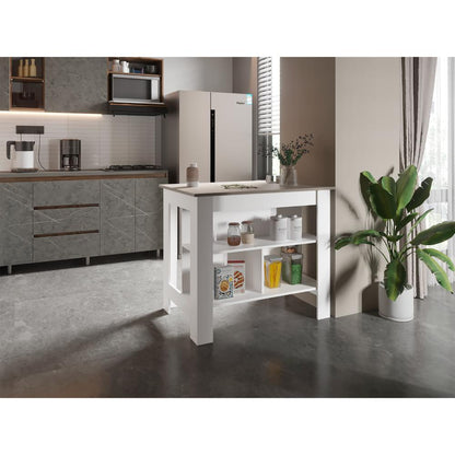 Barra De Cocina Serima Rovere Y Blanco