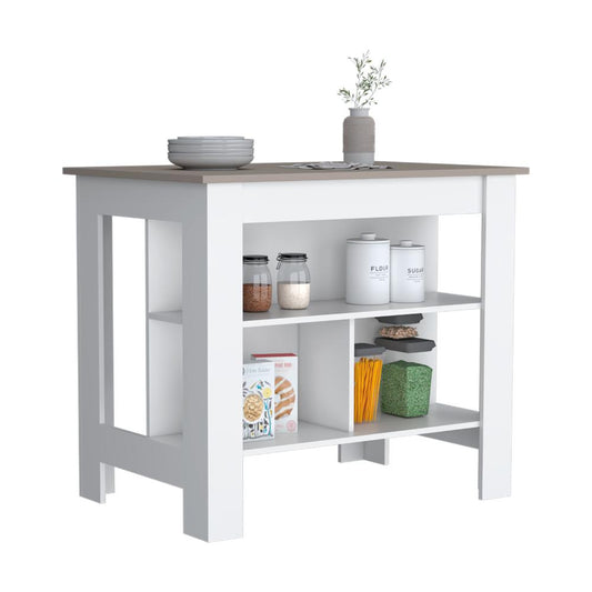 Barra De Cocina Serima Rovere Y Blanco
