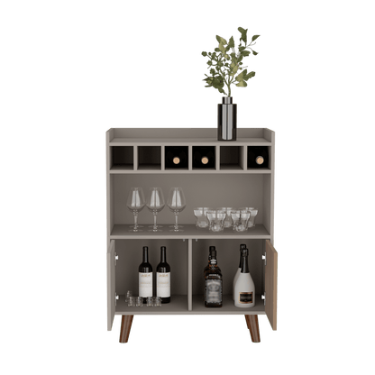 Bar Isabella, Cocoa, Con Dos Puertas Abatibles Y Espacio Para Almacenar Copas