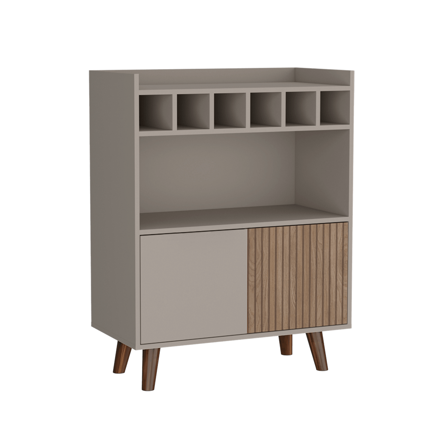Bar Isabella, Cocoa, Con Dos Puertas Abatibles Y Espacio Para Almacenar Copas