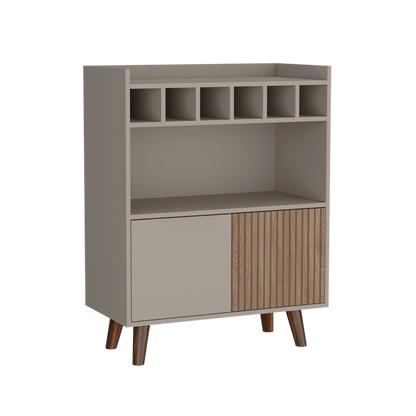 Bar Isabella, Cocoa, Con Dos Puertas Abatibles Y Espacio Para Almacenar Copas