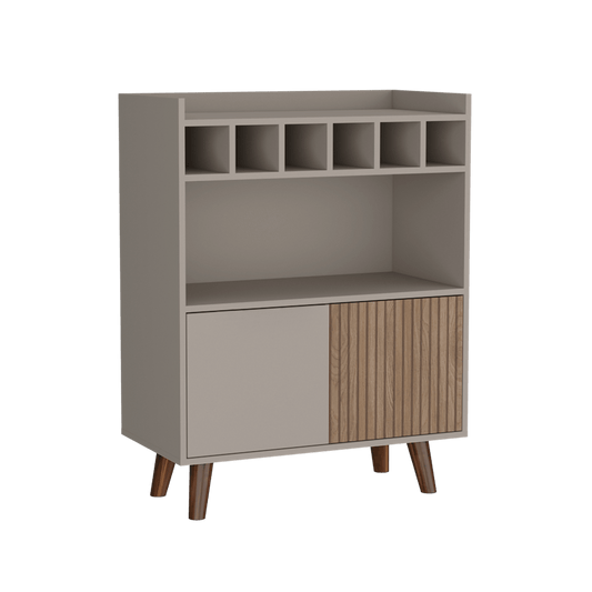 Bar Isabella, Cocoa, Con Dos Puertas Abatibles Y Espacio Para Almacenar Copas