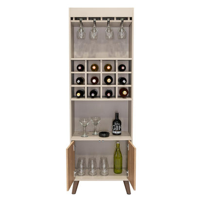 Bar Isabella, Cocoa, Con Dos Puertas Abatibles Y Espacio Para Almacenar Copas