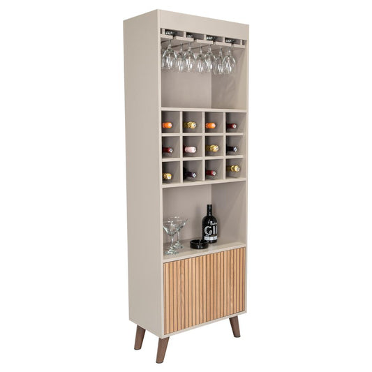 Bar Isabella, Cocoa, Con Dos Puertas Abatibles Y Espacio Para Almacenar Copas