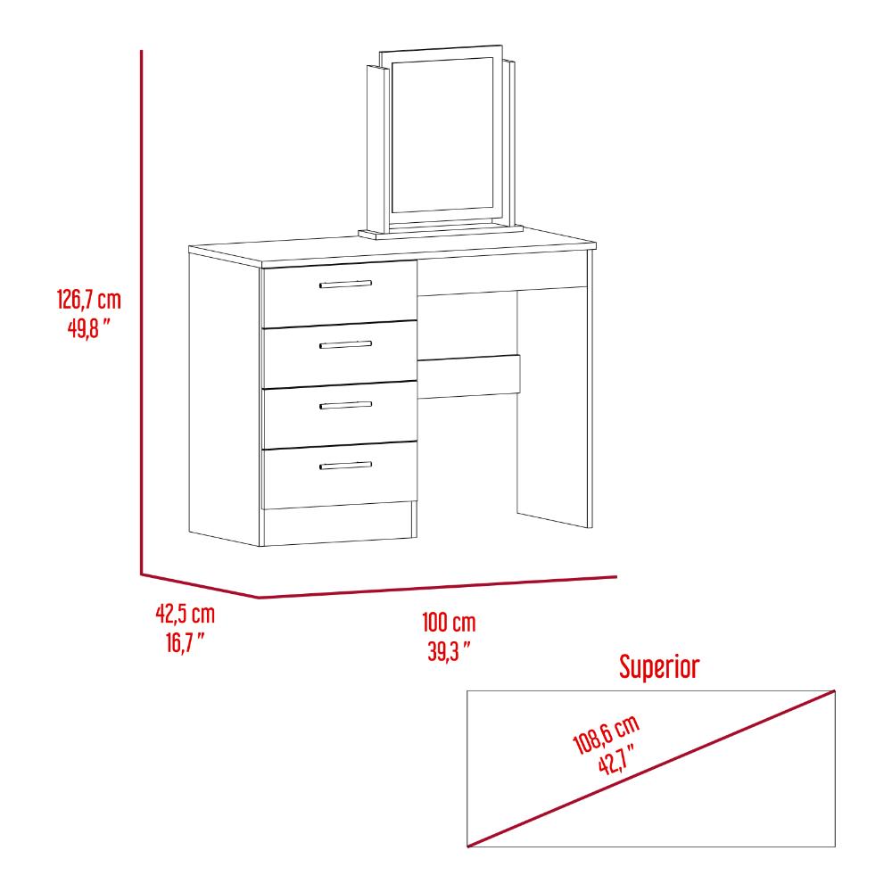Mueble Tocador Okria Ceniza Y Blanco