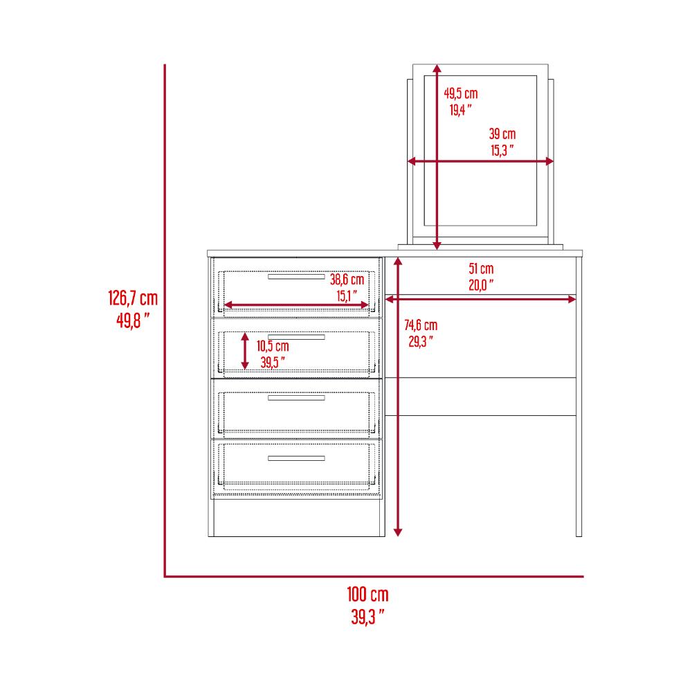 Mueble Tocador Okria Ceniza Y Blanco
