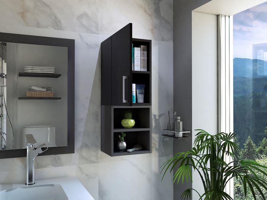Mueble Auxiliar De Baño Norvia  Wengue + Plomo