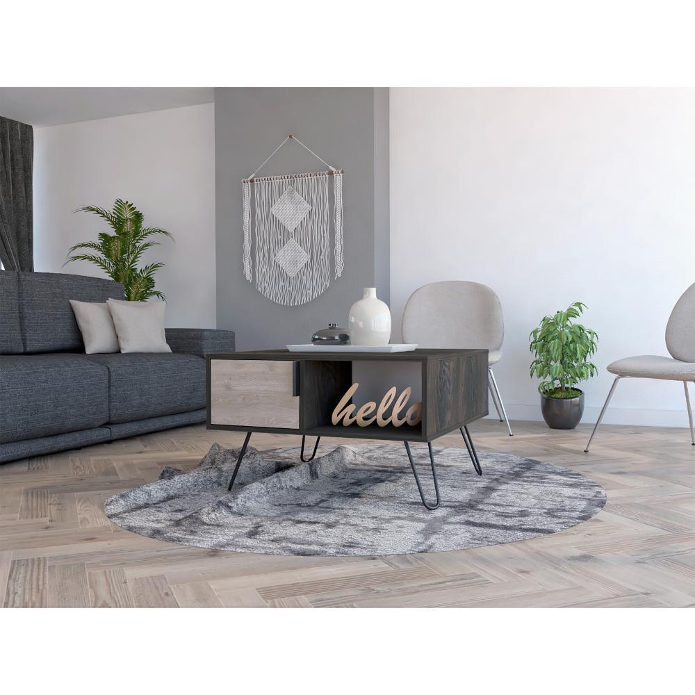 Mesa De Centro Velren Blanco Y Ceniza