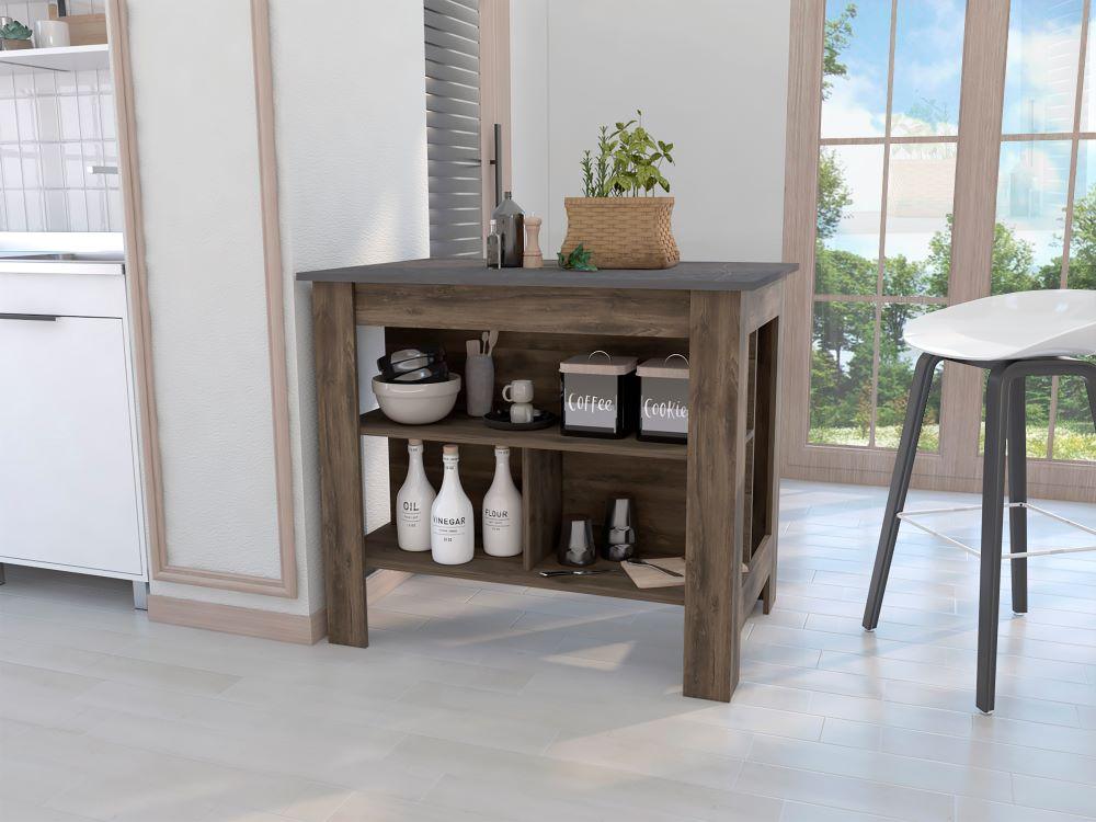 Barra De Cocina Serima Nogal Y Gris Claro