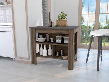 Barra De Cocina Serima Nogal Y Gris Claro