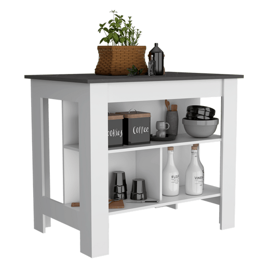 Barra De Cocina Serima Blanco  Y Gris Claro