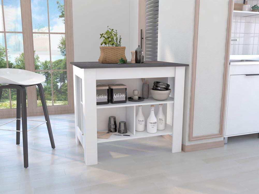 Barra De Cocina Serima Blanco  Y Gris Claro