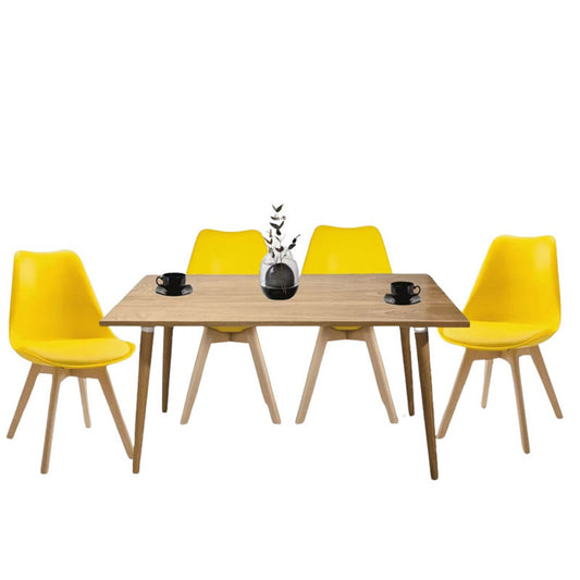 Juego de Comedor Madera Robledo con 4 Sillas Milano amarilla
