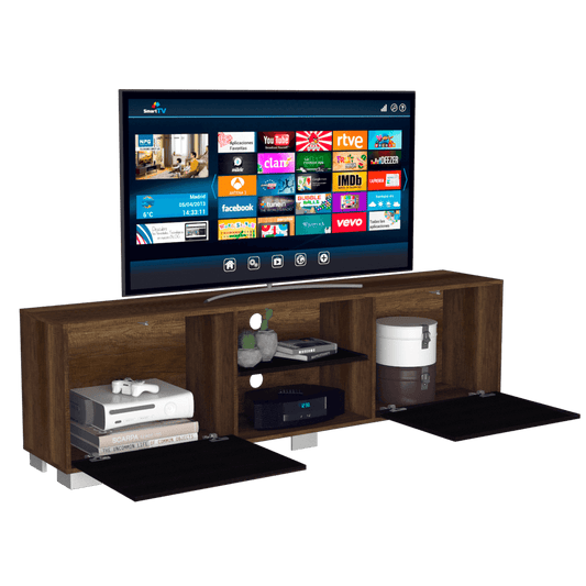 Rack Tv Tyvora Color Caramelo Y Wengue Para Tv De  80''