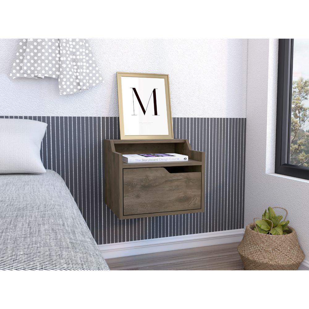 Mesa De Noche Flotante Vureya Nogal