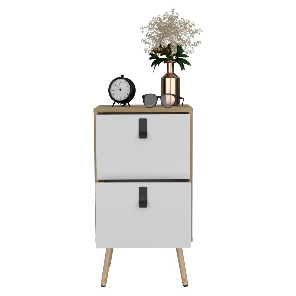 Mesa De Noche Revali Blanco Y Macadamia
