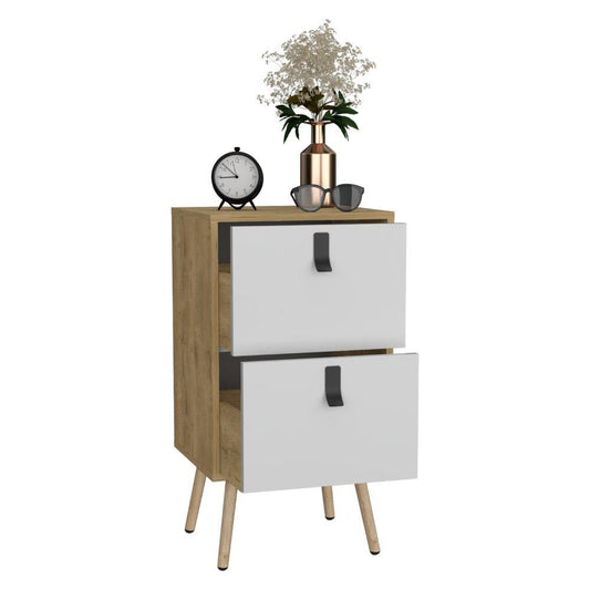 Mesa De Noche Revali Blanco Y Macadamia