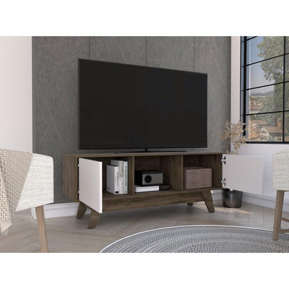 Mesa Para Tv Zunari Nogal Y Blanco Para Tv De  55"
