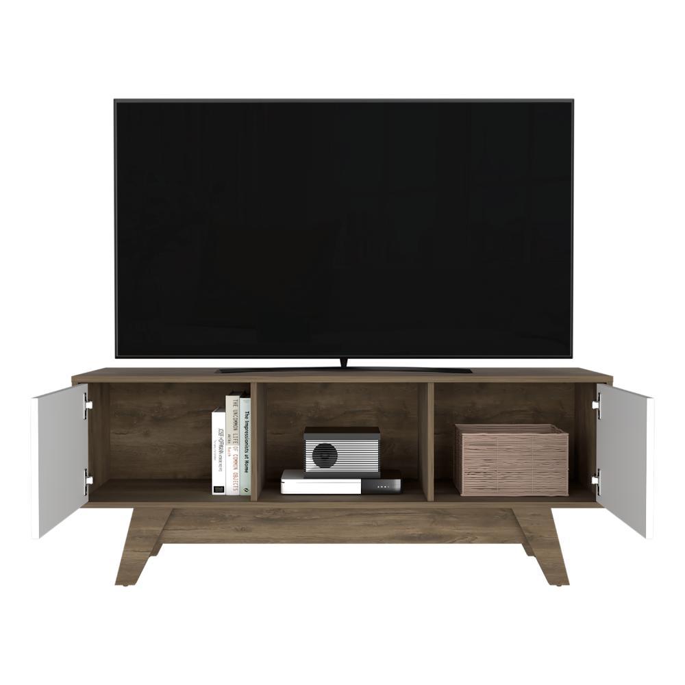 Mesa Para Tv Zunari Nogal Y Blanco Para Tv De  55"