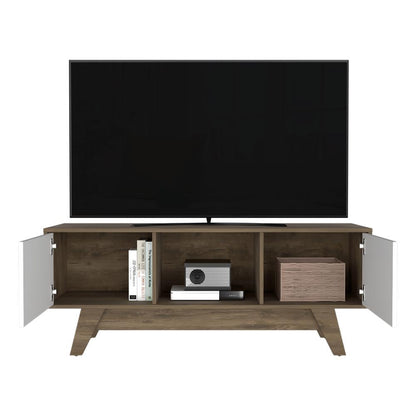 Mesa Para Tv Zunari Nogal Y Blanco Para Tv De  55"