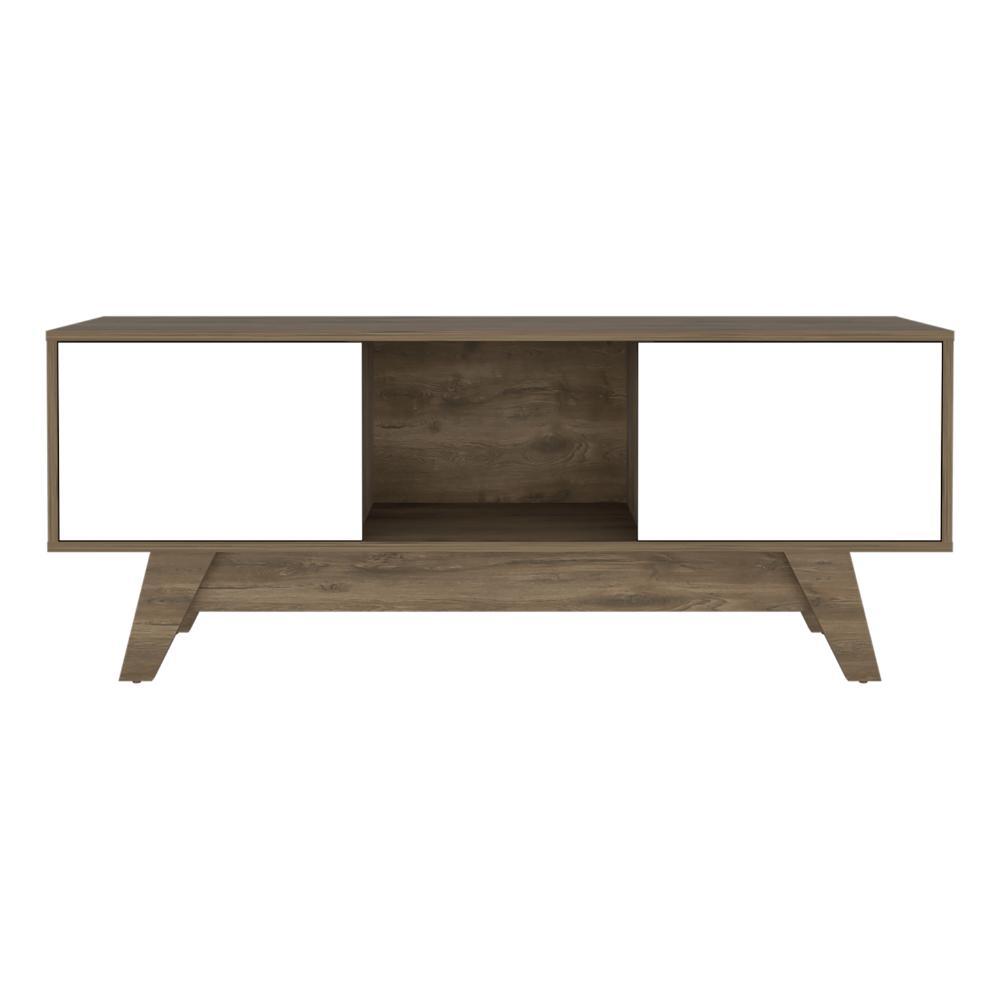 Mesa Para Tv Zunari Nogal Y Blanco Para Tv De  55"