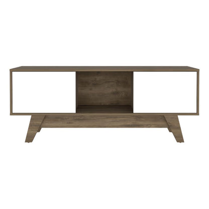 Mesa Para Tv Zunari Nogal Y Blanco Para Tv De  55"