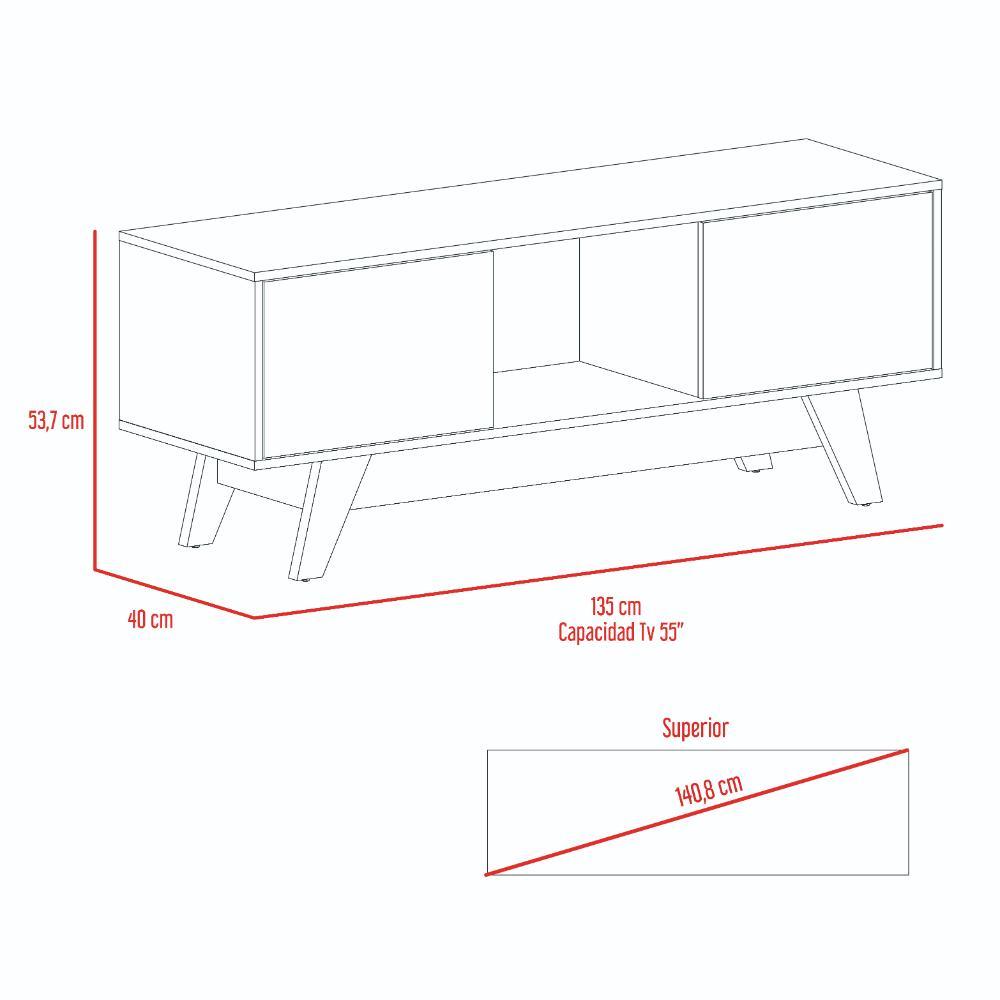 Mesa Para Tv Zunari Nogal Y Blanco Para Tv De  55"