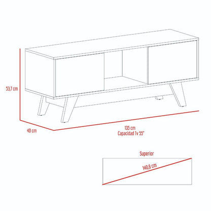 Mesa Para Tv Zunari Nogal Y Blanco Para Tv De  55"
