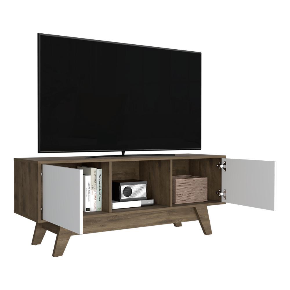 Mesa Para Tv Zunari Nogal Y Blanco Para Tv De  55"