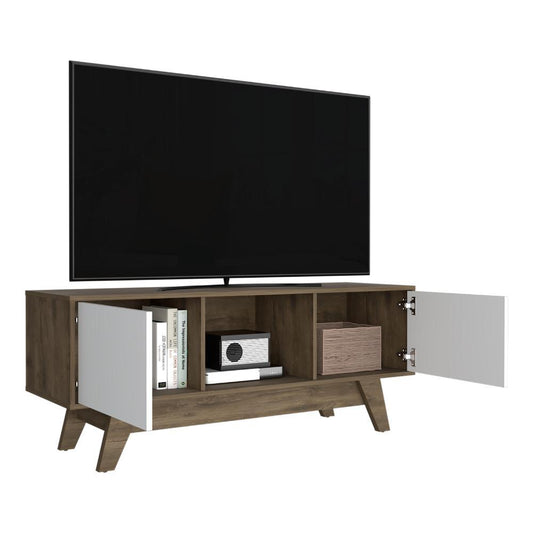 Mesa Para Tv Zunari Nogal Y Blanco Para Tv De  55"