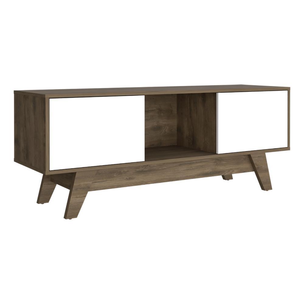 Mesa Para Tv Zunari Nogal Y Blanco Para Tv De  55"