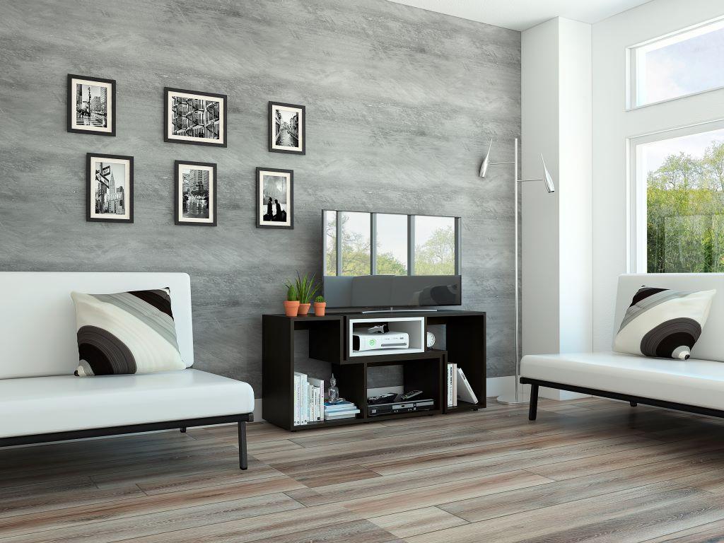Mesa Para Tv Veluna Wengue Y Blanco Para Tv De 50"