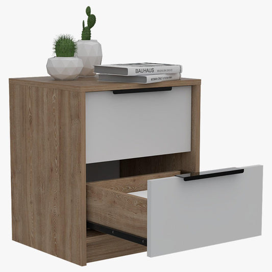 Mesa De Noche Kaia  Miel + Blanco