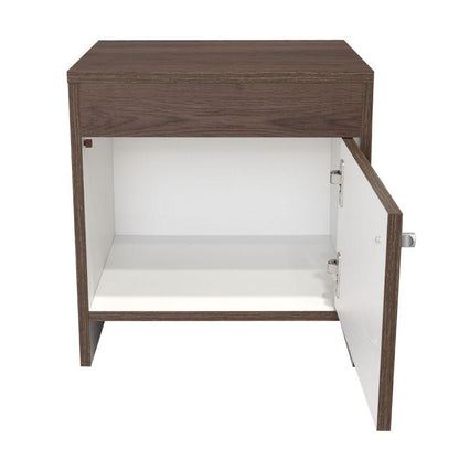 Mesa De Noche Eviré Coñac Y Blanco