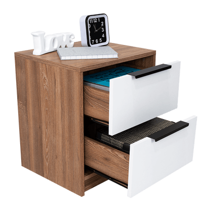 Mesa De Noche Okria Miel Y Blanco