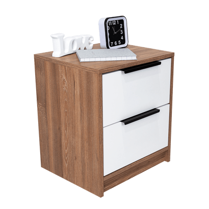 Mesa De Noche Okria Miel Y Blanco