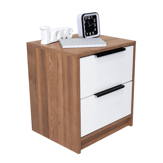 Mesa De Noche Okria Miel Y Blanco
