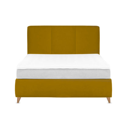 Base Cama Con Espaldar King Pretty  Mostaza