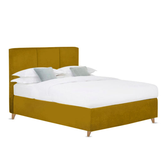 Base Cama Con Espaldar King Pretty  Mostaza